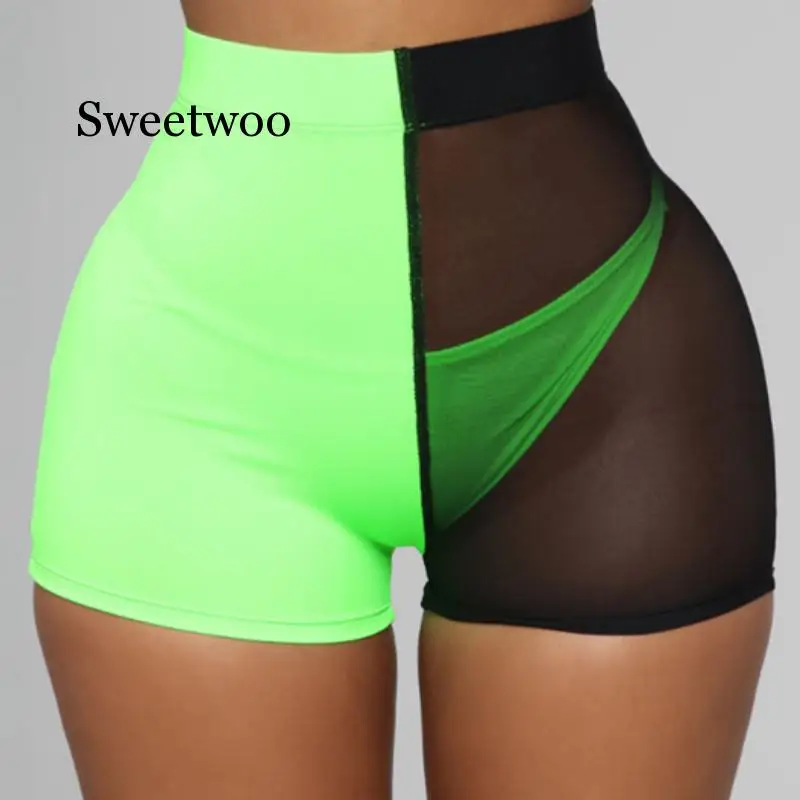 

Shorts 2020 Women's Sexy Fishnet Sport Shorts Legging Dancing Running High Waist Stretch Bodycon Shorts