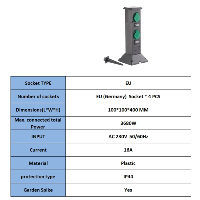 Imagem -05 - Soquete de Jardim ao ar Livre 4-way ue Soquetes de Plástico Corpo Terra Espiga Coluna de Energia à Prova Impermeável Água Tomada de Energia para a Decoração do Jardim