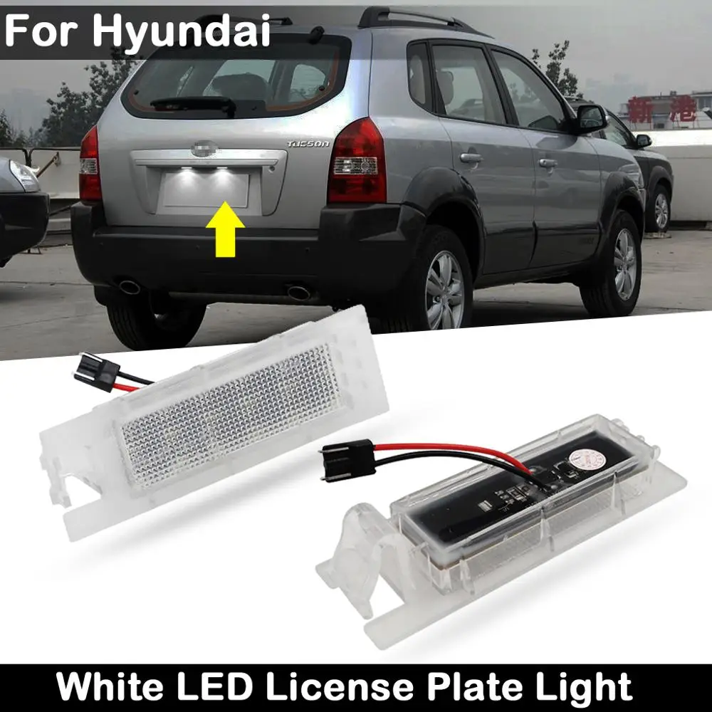 2Pcs For Hyundai Tucson 2010-2014 IX35 2010-2013 Car Rear High Brightness White LED License Plate Light Number Plate Lamp