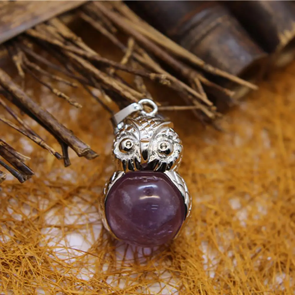 

6pcs Natural Stone pendant necklace amethysts crystal ball Meditation Quartz Treat Crystal Charm for Jewelry Making Free