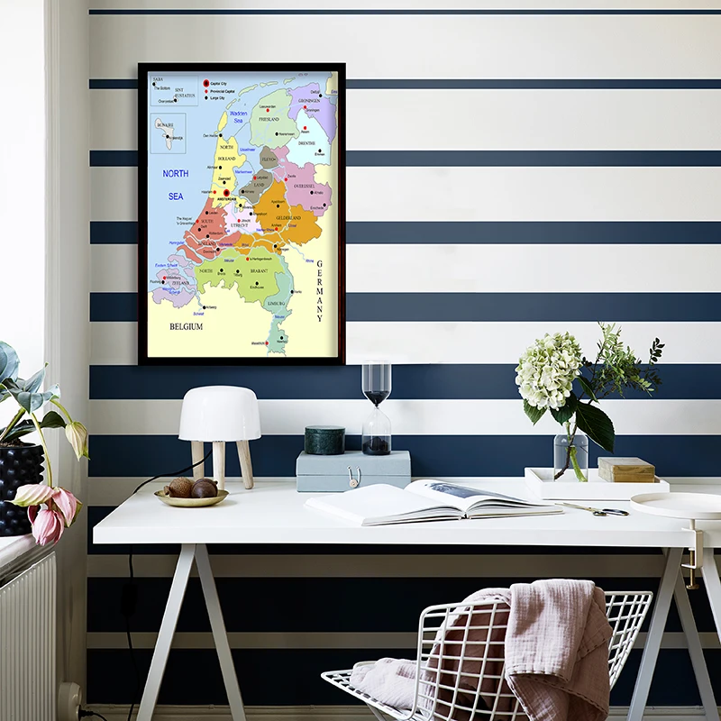 Dutch Serie 59*84cm HD Wand Poster Niederlande s Karte Leinwand Malerei Wohnkultur Büro Liefert Geburtstag Geschenk