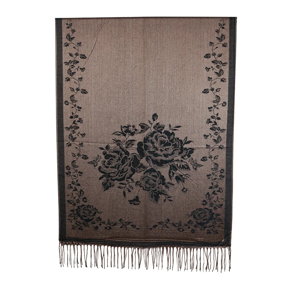 Boutique Scarf Mujer Jacquard Rayon Wraps Shawls Femme Pashmina Fashion Floral Soft Hijabs Vimpa