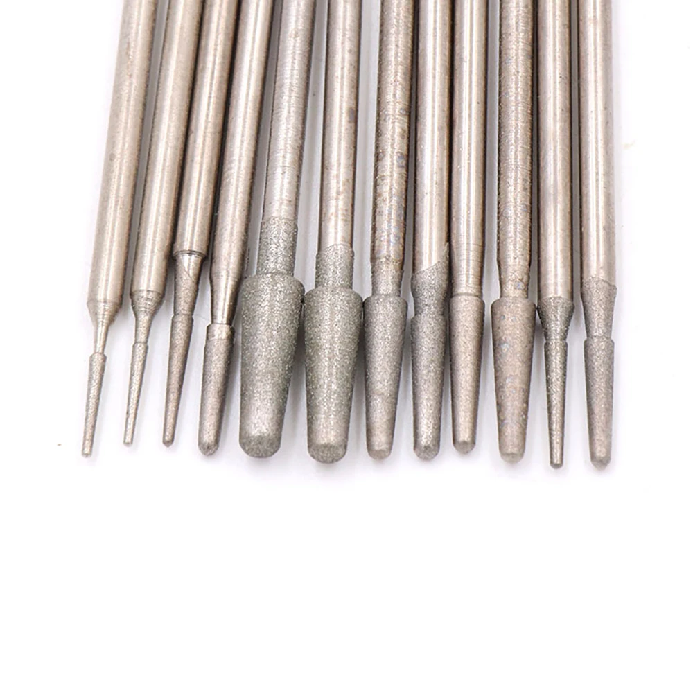 1-3Mm Diamond Burr บดแกะสลัก Bits 2.35Mm Shank เครื่องมือโรตารี่600กรวด