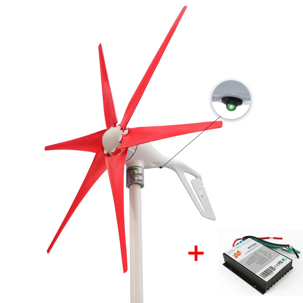 AC 400W Wind Turbine Generator Kit Horizonal Achse Hause Micro Windmühle Mit PWM 600W Controller LED Licht Für 12V 24V Batterie