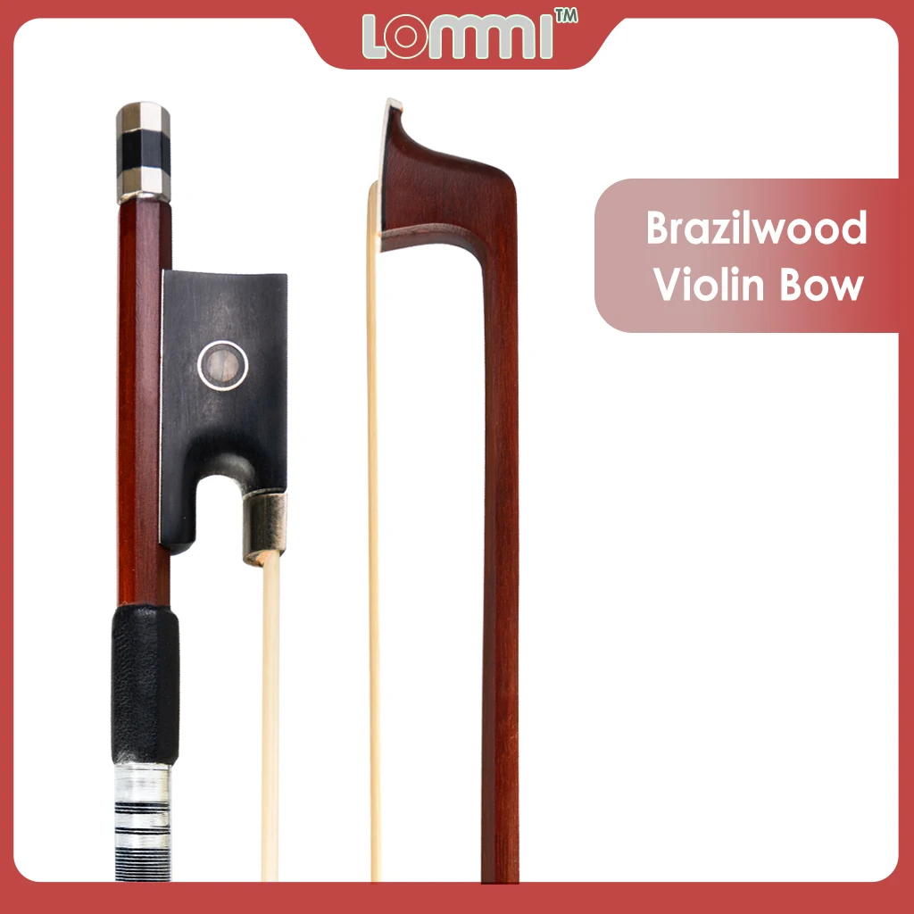 

LOMMI Octagonal Stick White Unbleached Mongolian Horse Hair Well Balanced Resiliency 4/4 Brazilwood Fiddle Bow