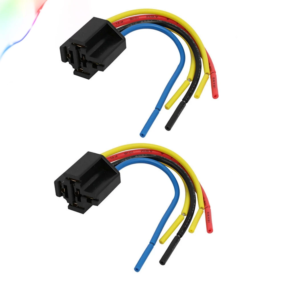 

40A Black Base 5 Wires Harness Car Automotive Relay 5P Socket 2 Pcs