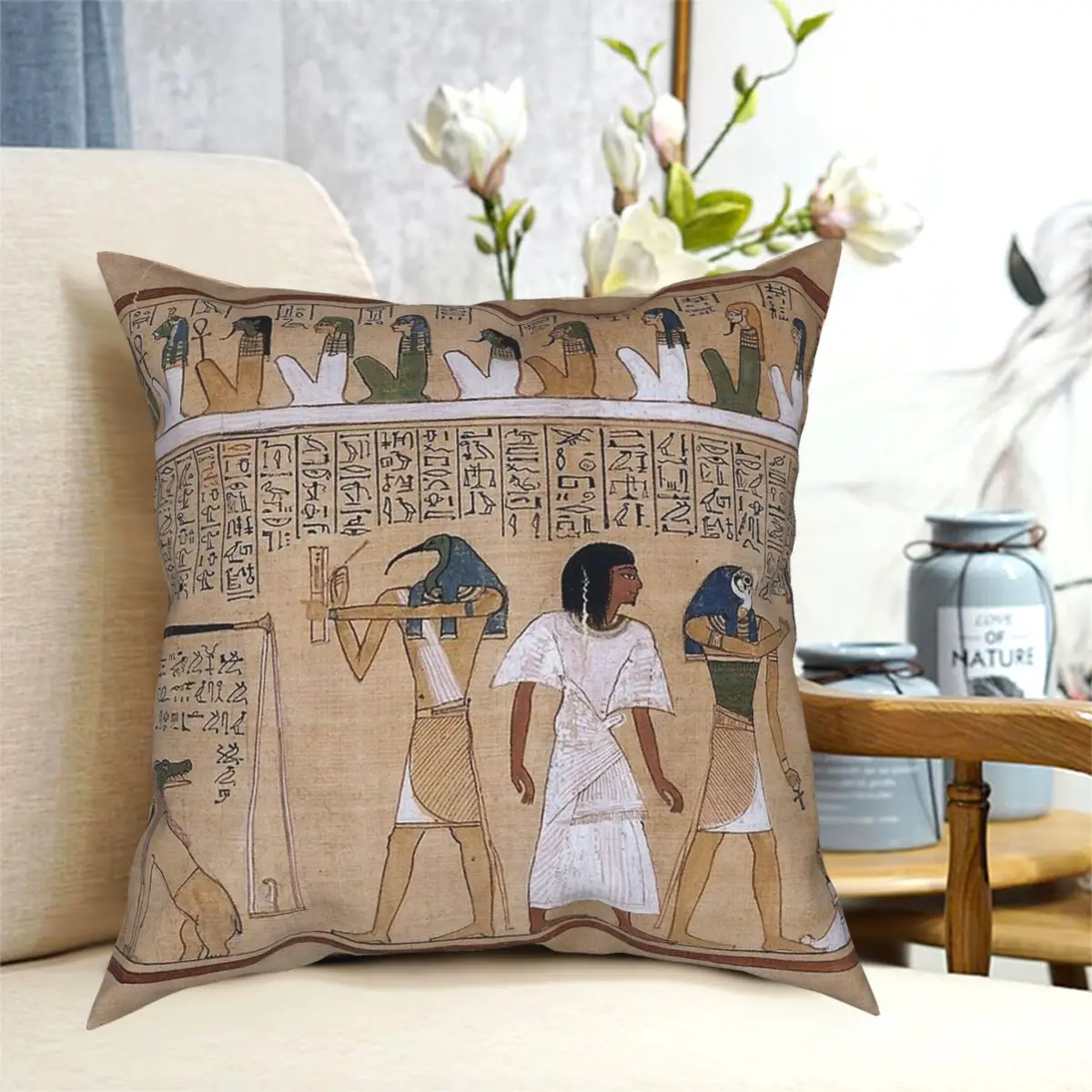 

Egypt Egyptian Judgment Scene Square Pillowcase Polyester Pattern Decor Pillow Case for Home Cushion Case 45x45