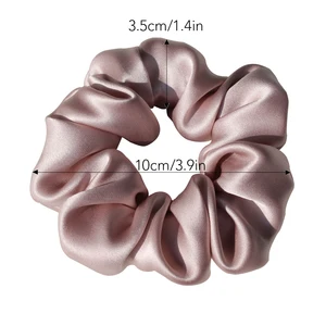 100% pura seda amoreira grandes scrunchies de borracha laços de cabelo goma elásticos rabo de cavalo titular para mulheres meninas 19 momme 3.5cm 10 principais vendas faixa de cabelo cetim - №4