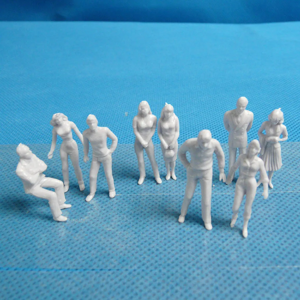 100Pcs 1/25 to 1/200 Scale Mini Unpainted White Model People Figures DIY Toy Mixed Miniature White Model Figures Architectural M