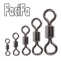 50 or 100 pcs Bearing Swivel Fishing Connector Stainless Steel Carp Fishing Accessories Snap Fishhook Lure Solid Ring Swivel