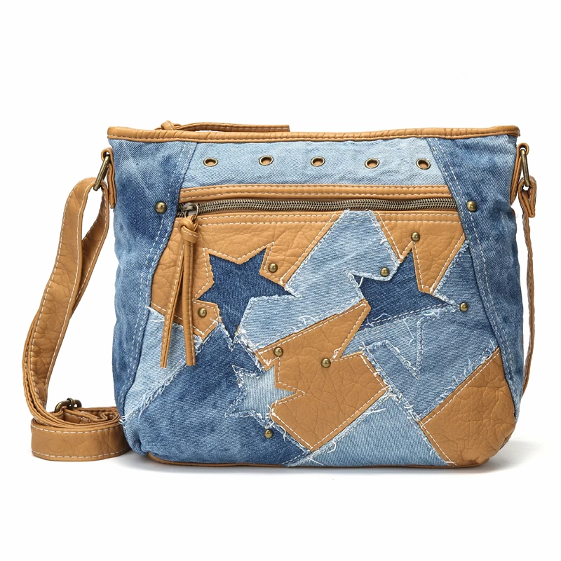 Imagem -02 - Bolsa Crossbody de Couro Lavado Macio para Mulheres Bolsa de Luxo Bolsa de Ombro Designer Patchwork Estrela Bolsa de Moda