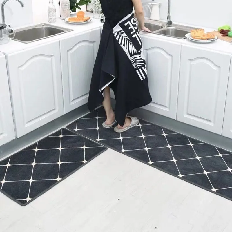 

Two-Piece Modern And Simple Diamond-Shaped Lattice Rug, Matched With Various Kitchen Decoration Styles