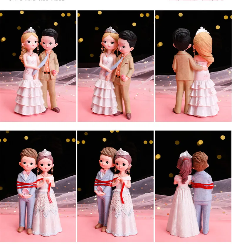 Wedding Cake Topper - Bride and Groom Tied Together Figruines - Fun Wedding Couple Figures for Decorations and Gifts