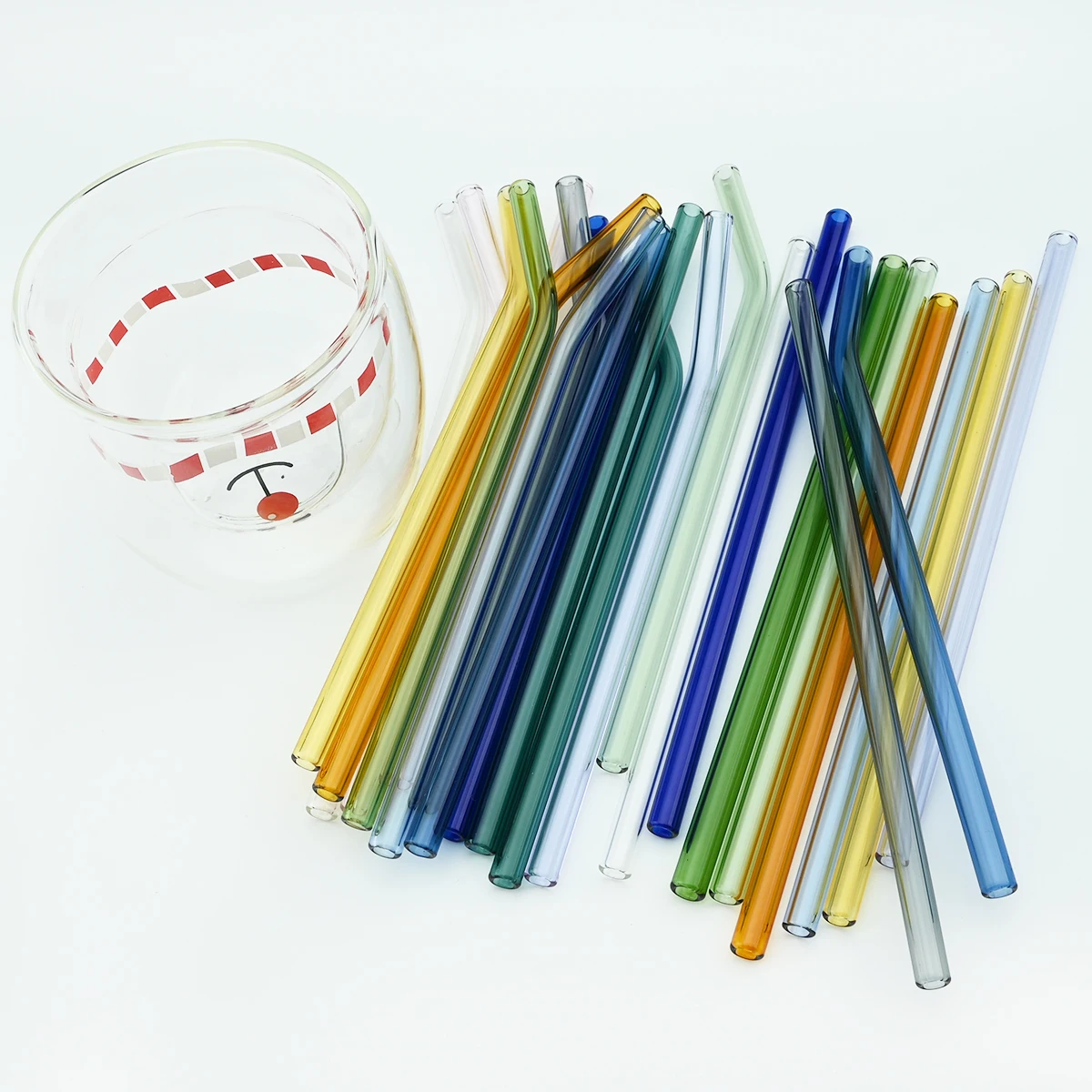 3Pcs High Borosilicate Glass Straw Set Eco Friendly Reusable Drinking Straw for Smoothies Cocktails Bar Accessories with Brush