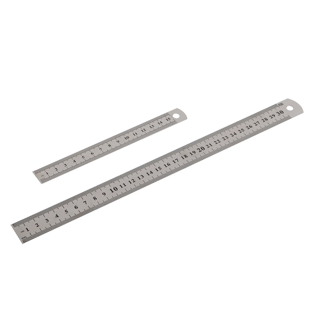 Regla recta de doble cara de acero inoxidable, 15cm/6 pulgadas, 30cm/12 pulgadas, regla métrica, suministros de papelería, 1 unidad