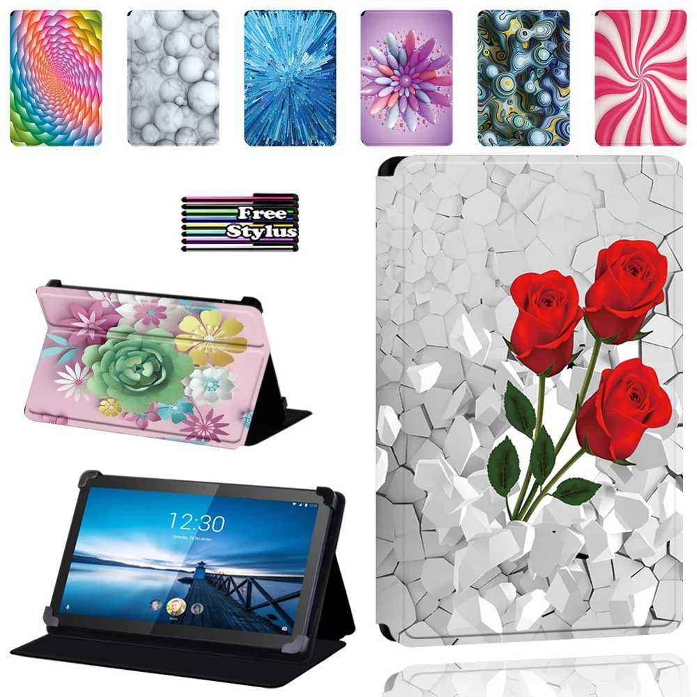 

PU Leather Tablet Case for Lenovo Smart Tab M8 8" / Tab M10 10.1" Foldable Protective Case Cover + Stylus