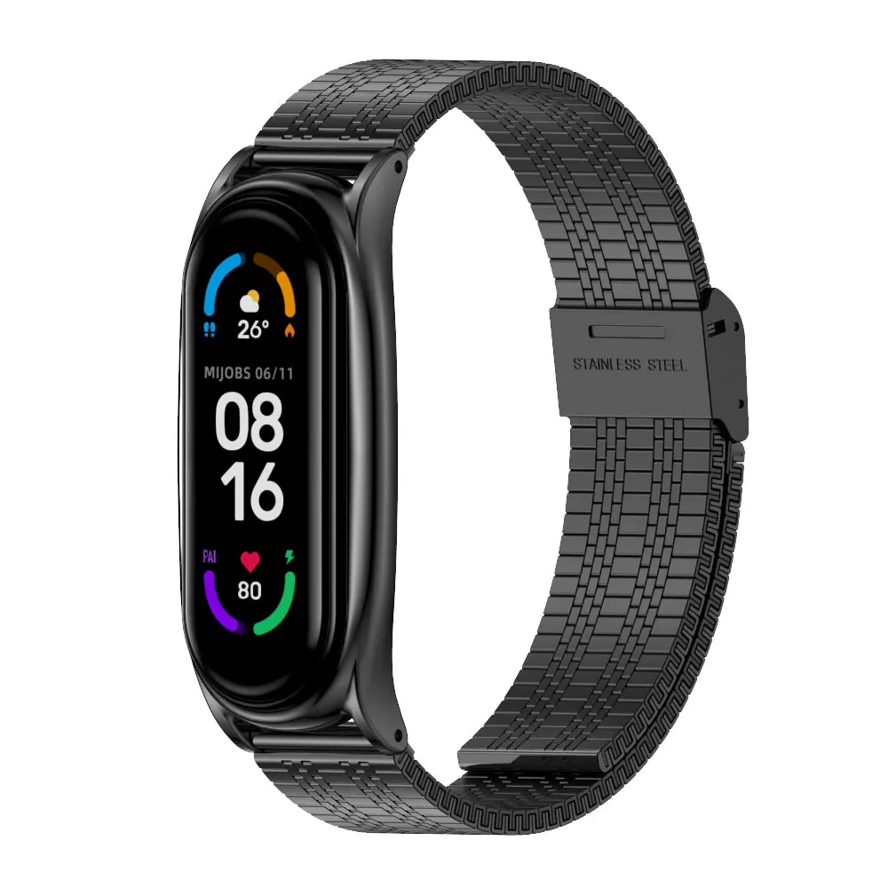 Mi Band 5 용 Mi Band 6 용 팔찌 금속 팔찌 Xiao mi Mi band 용 4 3 Pulseira Correa Strap For Mi Bend 4 손목 벨트