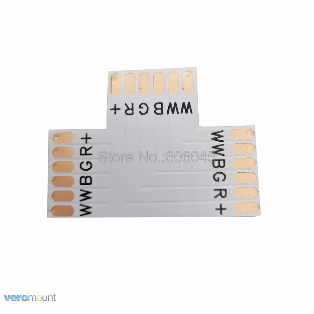 5pcs 12mm 6PIN RGBCCT LED Connector L shape / T shape / X shape No Soldering Corner Connector for IP20 5050 RGB+CCT LED Strip