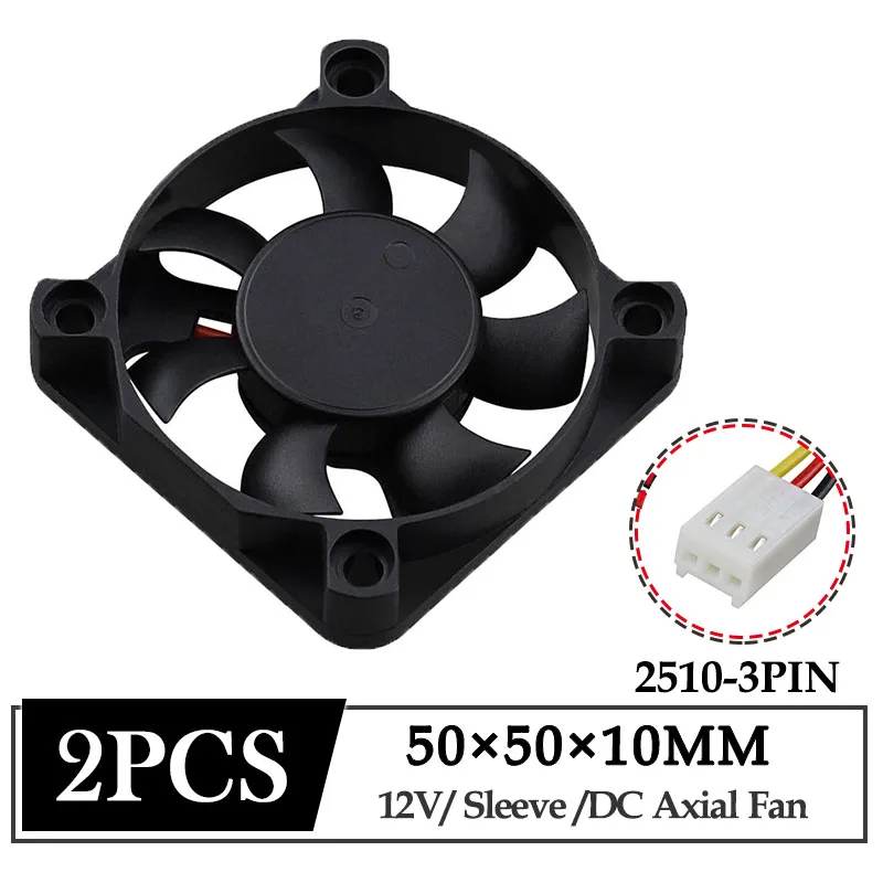 

2Pcs/Lot Gdstime DC 12V Fan 50mmx50mmx10mm 50mm 3PIN Plug Axial Brushless Cooling Fan 5cm 5010 CPU Laptop Video Card Cooler