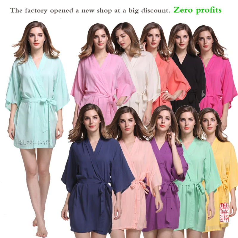 Bridesmaid Wedding Bridal Cotton Spa Night sleepwear Robe for Women WQ42