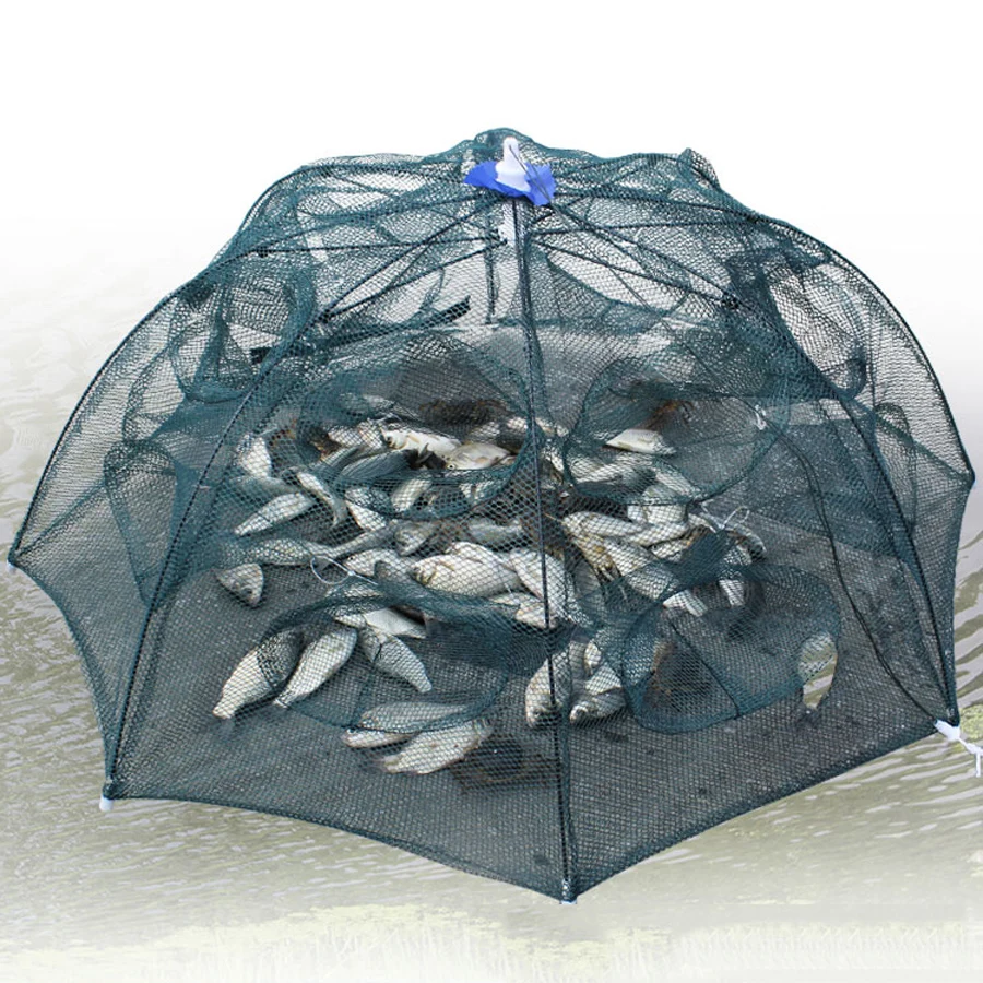 

Portable Automatic Folding Umbrella Trap Type Fishing Net Shrimp Cage Crab Fish Trap Cast Net 6/8/10/16/20 Holes сеть рыболовная