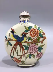 China Old Beijing Used Old Snuff Bottleox Cloisonne Birds And Flowers Snuff Bottle