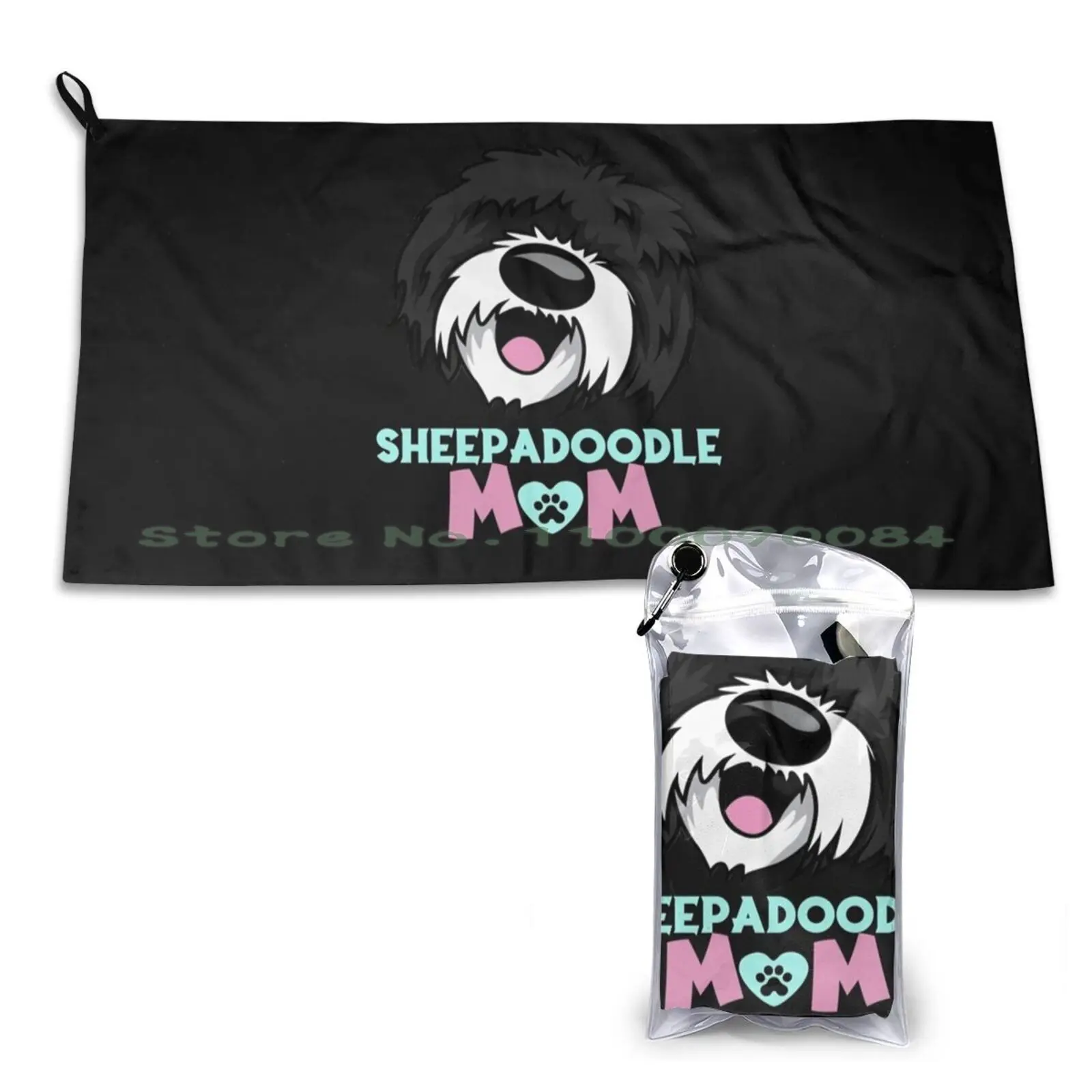 Sheepadoodle Mom-Funny Dog Sheepadoodle Lovers Quick Dry Towel Gym Sports Bath Portable Funny World Daughter Mama Sister None