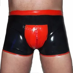 Sexy Latex Underwear Boxer Shorts Briefs Handmade Men Short Pants with Front Zipper Cosplay Costume