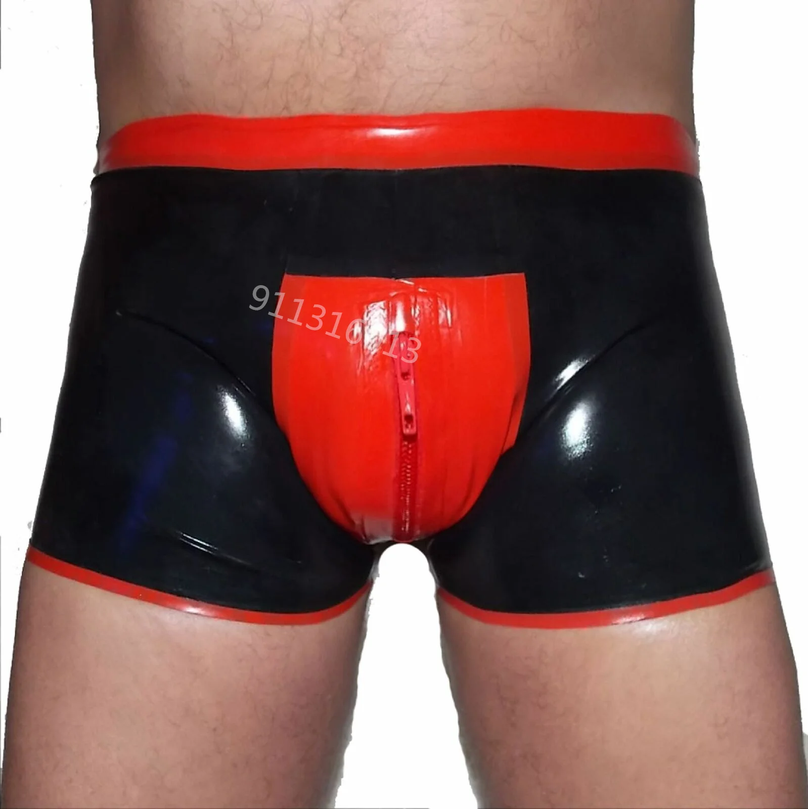 Sexy Latex Underwear Boxer Shorts Briefs Handmade Men Short Pants with Front Zipper Cosplay Costume