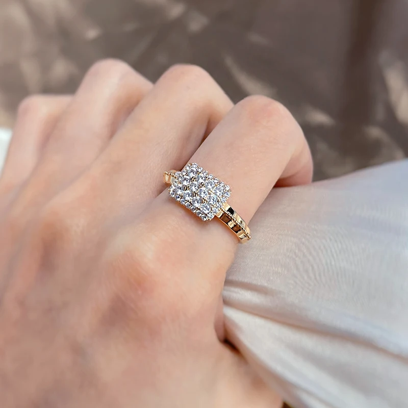 Kinel New 585 Rose Gold Earrings Ring Sets for Women Classic Natural Zircon Earrings Ring Fashion Bridal Wedding Jewelry Set