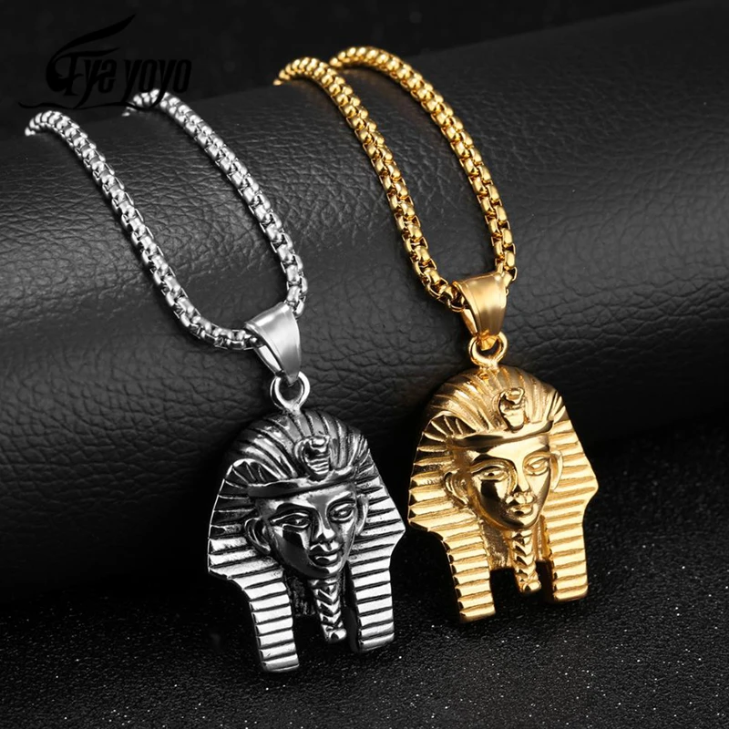 

Egyptian Pharaoh Pendant Hip Hop Necklace Men Trendy Creative Domineering Symbol Head Pendant Accessories