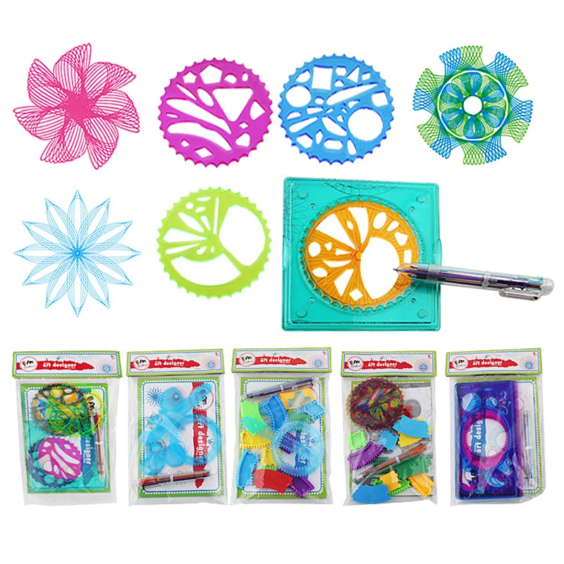 Spirograph terno variedade de magia arte das crianças pintura criativa modelos estudante papelaria melhorar a imaginação das crianças