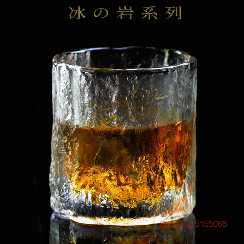 Japanese Glacier Old Fashioned Glass Whiskey Cup Crystal Frost Design Scotch Whisky Tumblers Thick Heavy Rock Wineglass Beer Mug