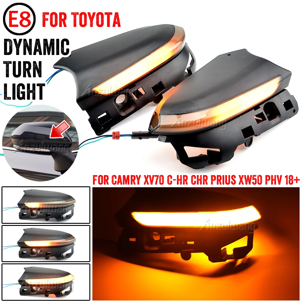 

For Toyota Camry 2018-2020 Mirrors With Lights Spotlights for Mirror Dynamic Led Turn Signal Rearview Backlight Lamp Assembly