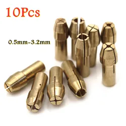 10Pcs Mini Drill Chucks Adapter 0.5mm-3.2mm Dremel Mini Drill Chucks Chuck Adapter Micro Collet Brass For Power Rotary Tool