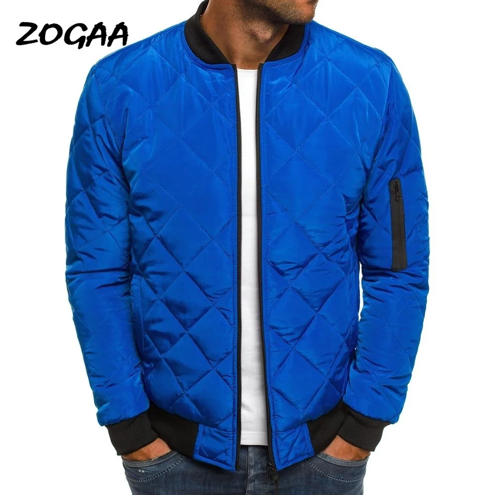 ZOGAA-Chaqueta cortavientos para hombre, Parkas informales a cuadros, abrigo de marca sólido, ropa gruesa, chaquetas de estilo con cremallera, otoño