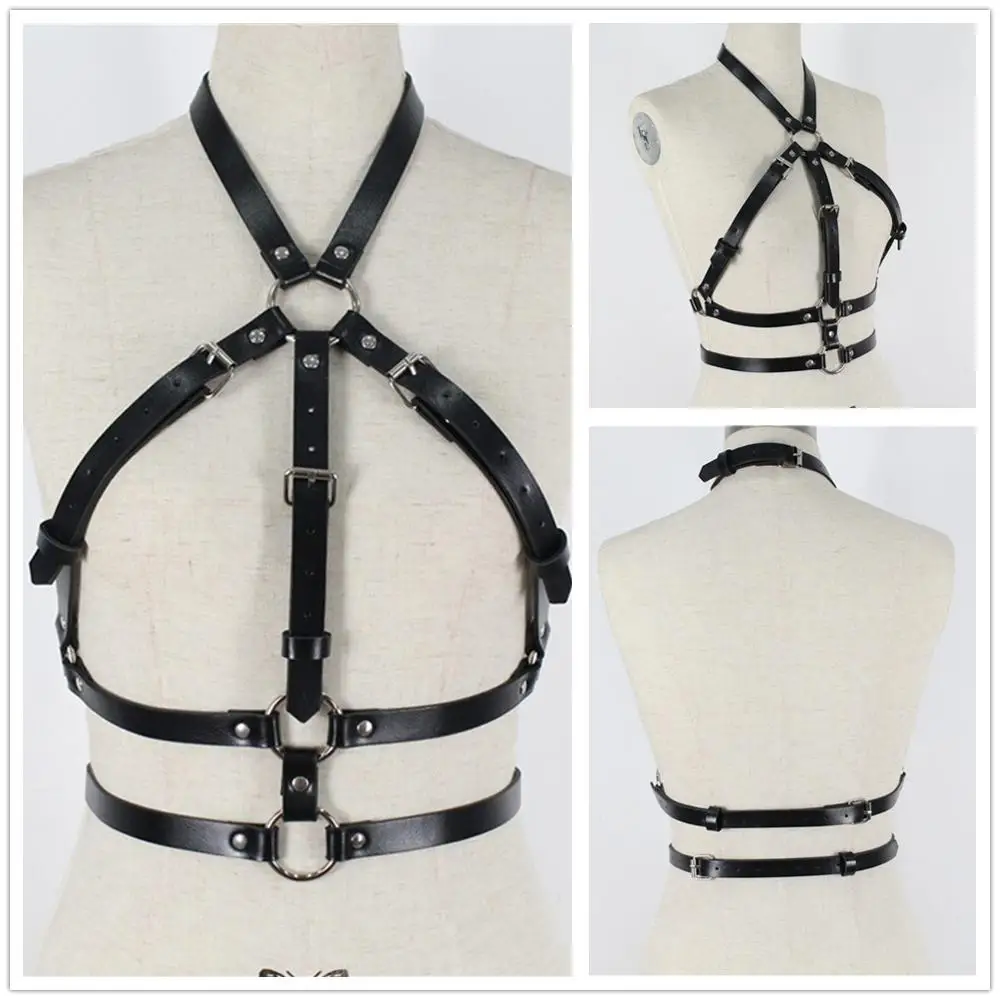 Gótico harajuku goth cinto de couro harness mulher cintos para mulheres garter meia sexy roupa interior eróticos bodys sutiã punk roupas