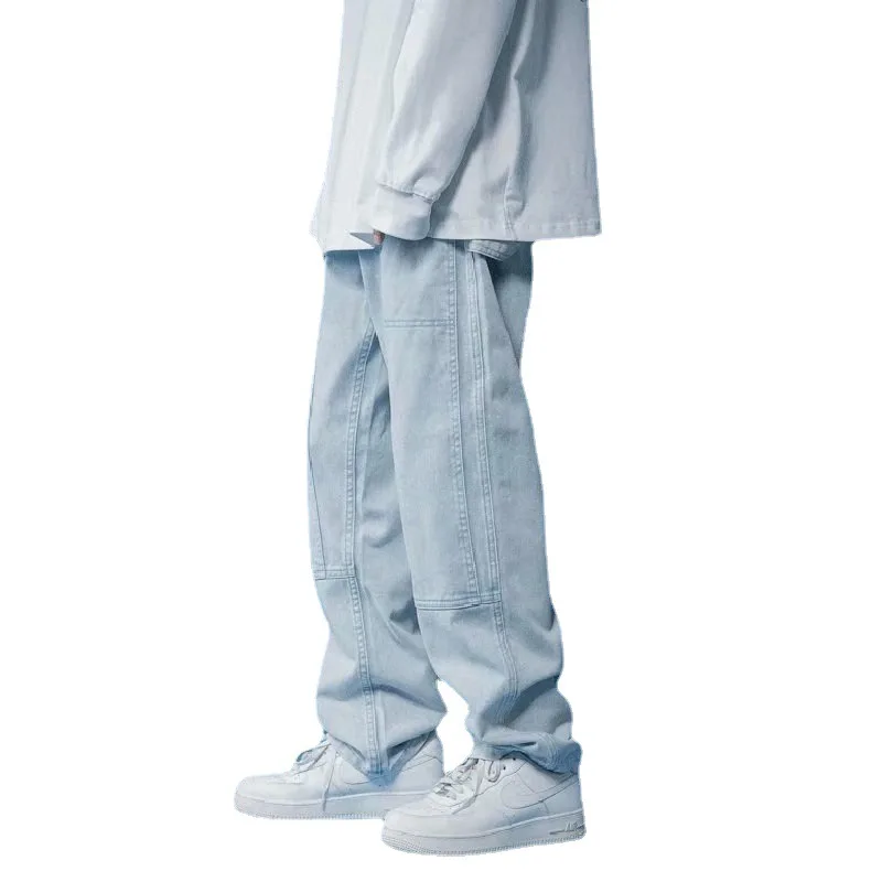 Men Jeans 2023 Autumn Streetwear Hip Hop Cargo Pants Wide-leg Jeans Hip-hop Straight Denim Trousers Korean Style Male Harem Jean