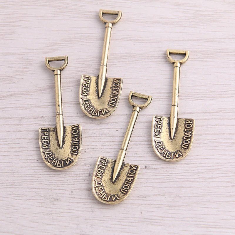 30Pcs 15*45mm 4 Color Vintage Letter Charms Shovel Spatula Pendant Fit Bracelets Necklace DIY Metal Jewelry Making