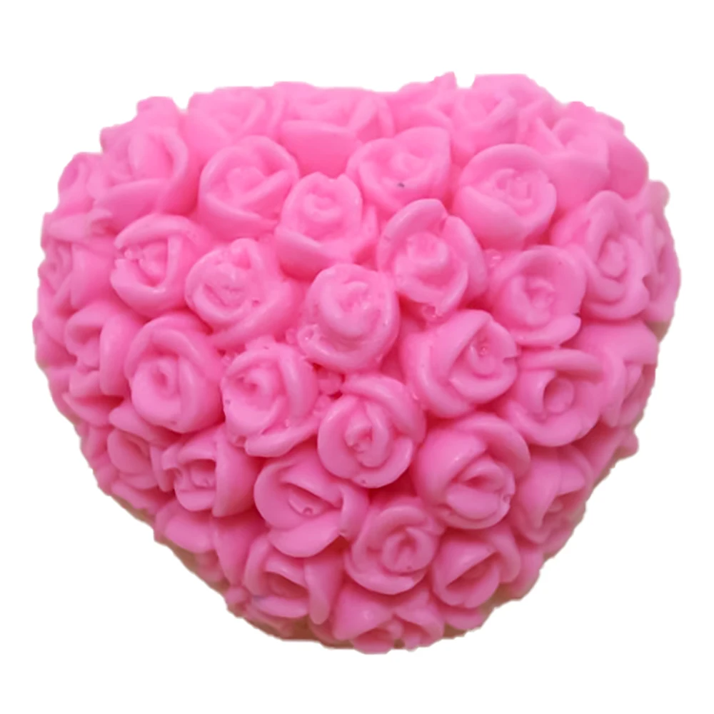S036 Heart Rose Flower Valentines Molds For Silicone Artisan Soaps 3d Chocolate Mould Candle Making Baking Desserts Utensils