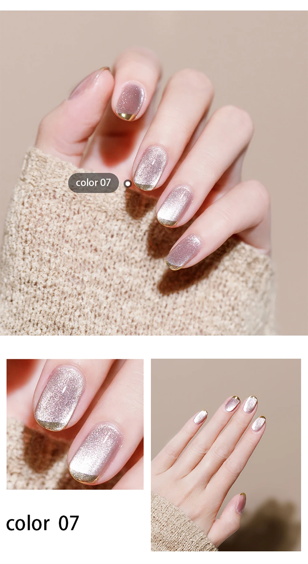 Vendeeni 9D Kristall-Katzenaugen-Gel-Nagellack Holographischer UV-Soak-Off-Gel-Lack Magnetischer Hybrid-Gel-Lack für Maniküre 9 Farben – Detail 7