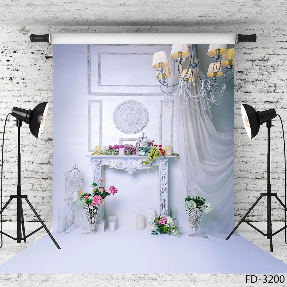 Белые занавески для зала, не пропускают свет цветы ваза фон для фотосъемки на заказ Подставки для фотографий задний план для детей ребенка; Семейный комплект одинаковых футболок с изображением масляных рисунков