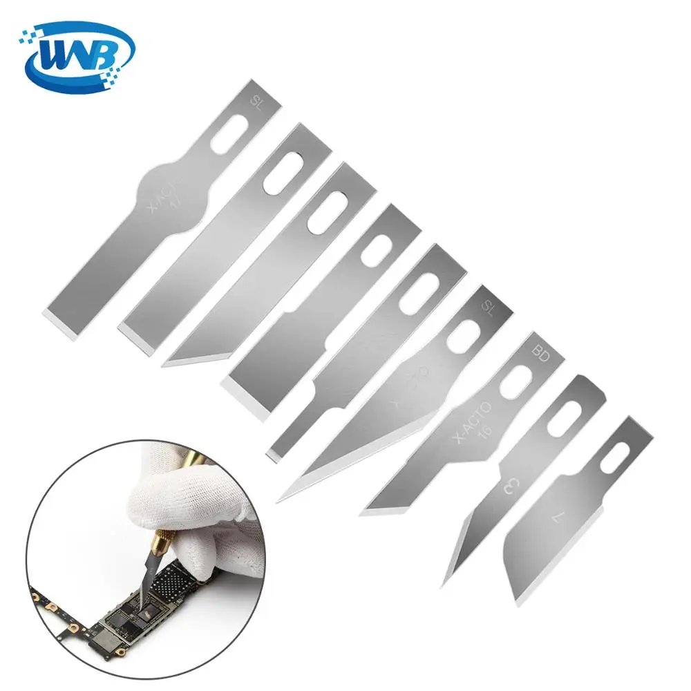 WNB lame rigide sottili in acciaio inossidabile opere d'arte coltello per bisturi in metallo antiscivolo taglio fai da te CPU BGA PCB IC Chip processori strumento di riparazione