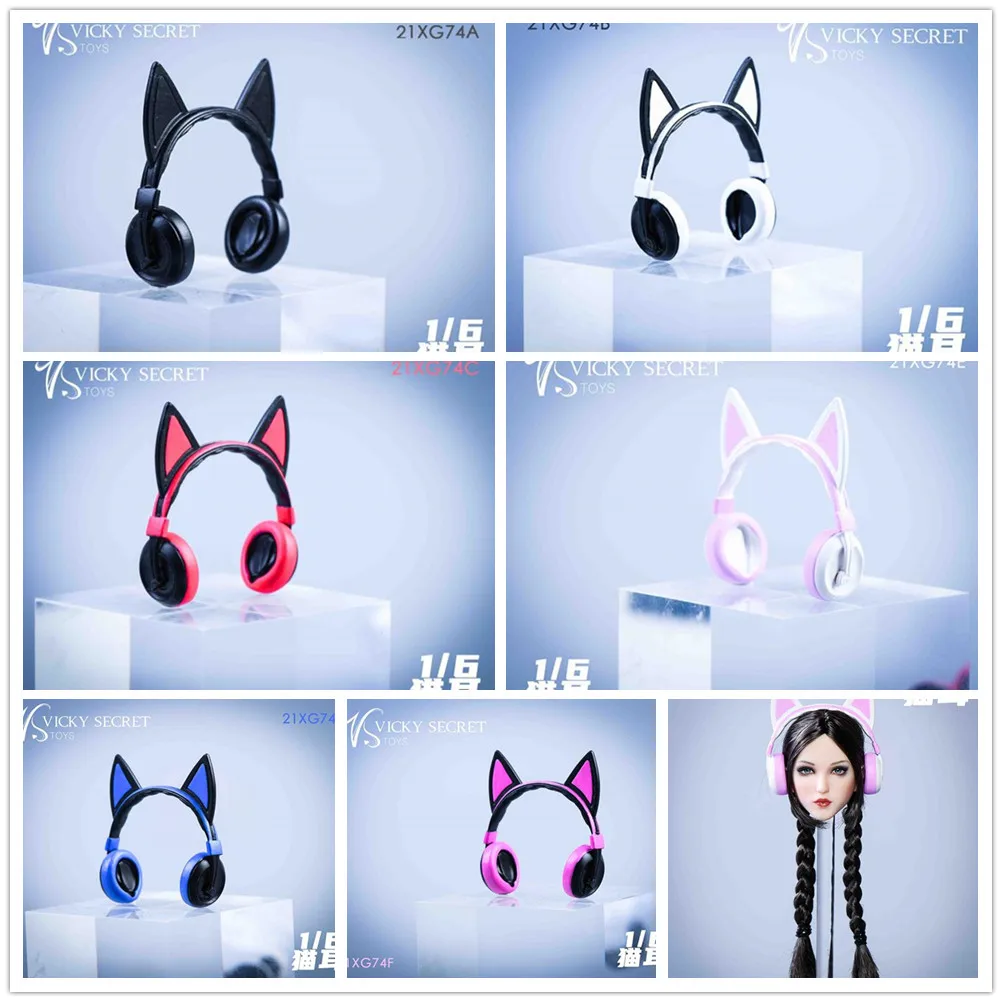 VSTOYS 21XG74 1/6 Scale Cat Ear Headphone Model Fit 12