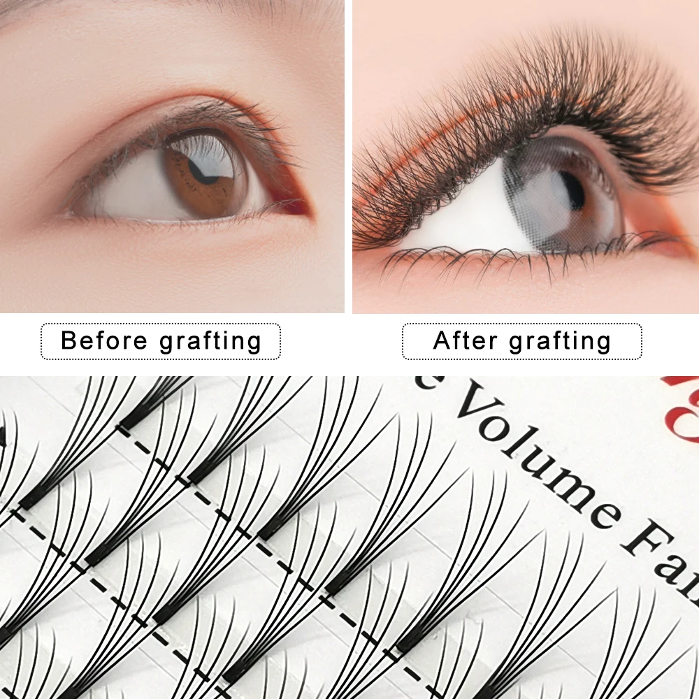 E-YOUNG 2D/3D/4D/5D Camellia Eyelashes Pre-made Curling Fan Short Stem Professional Russian Volume C/D Curling Eyelash Extension