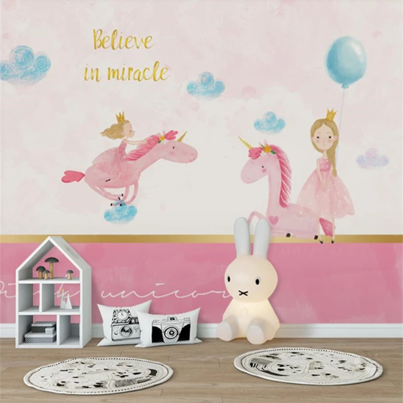 beibehang custom modern wallpaper Children's room wall covering TV background cartoon Nordic pink female wall paper 3D bedroom