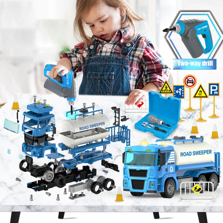 

Fire Truck Model Children's Electric Drill Disassembly Screw Engineering Car DIY Assembly Lighting Sound Effects Inertia Toys