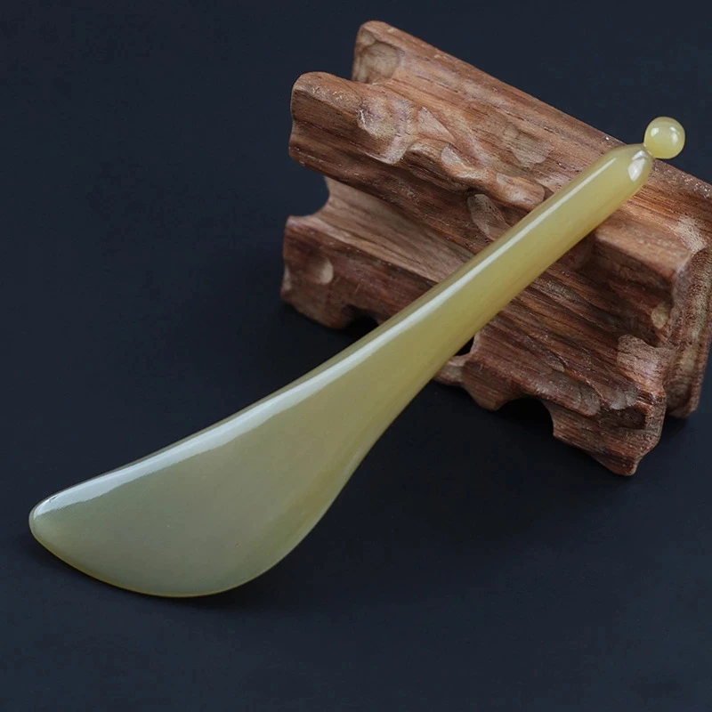 Raspador Gua Sha Natural, palo de tendón de cuerno de buey blanco, masajeador Facial, belleza, salud, relajación, ojos, cuello, espalda, cuerpo, cara, cuidado de la piel