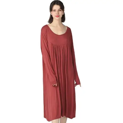 3xl-7xl Damen Nachthemd lose Nacht kleid modale Baumwolle Wohn kleidung Herbst Winter Langarm Nachtwäsche Nachthemden 100kg tragen