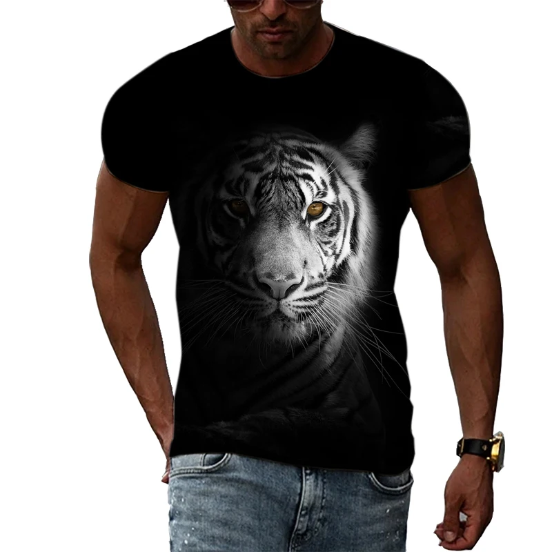 Summer Fashion Tiger graphic t shirts Men Casual Print Trend short sleeve t-shirts Hip Hop Harajuku Animal Pattern streetwear